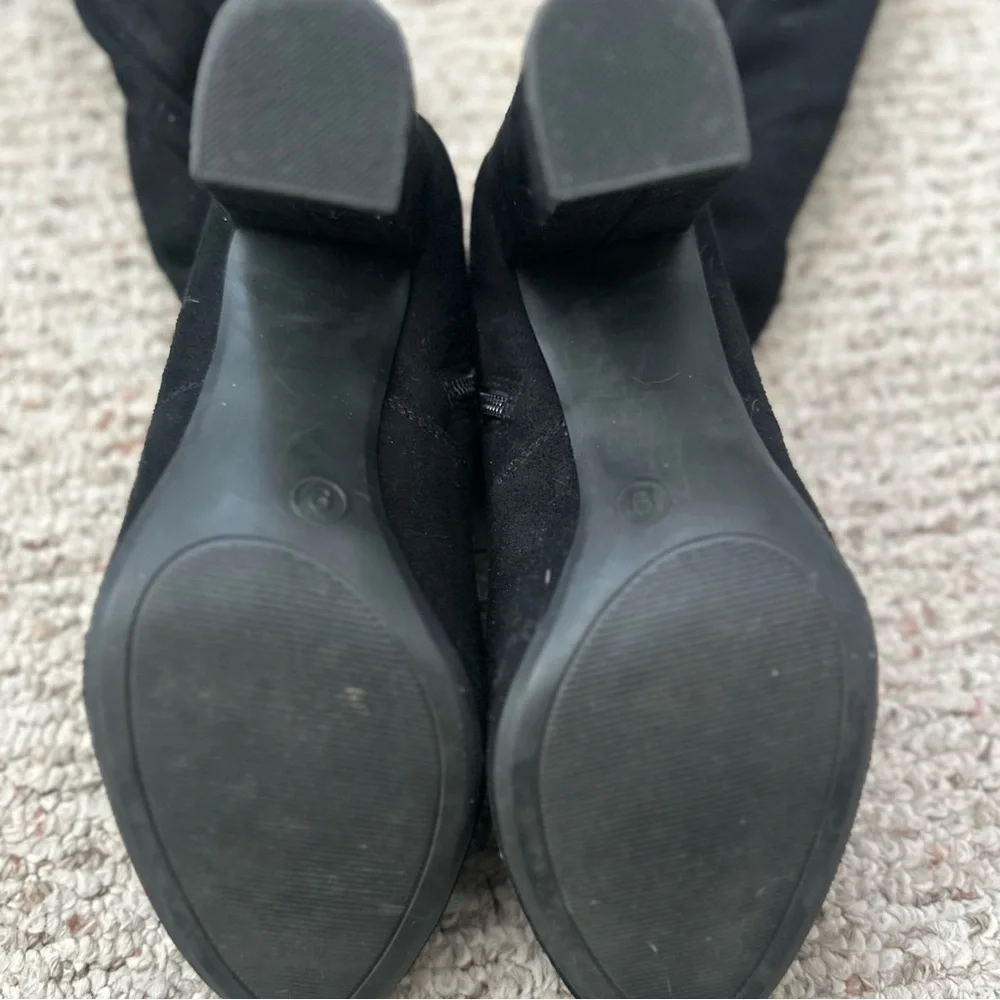 SO Over the Knee Boots Faux Suede Black Size 9